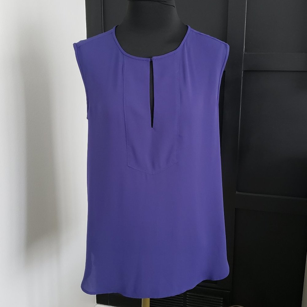 EUC *J. Crew* Women's Purple Peep Hole Silky Blouse Tank Top 4